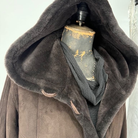 Authentic Overland Shearling Long Coat Coffee/Dark Brown - Picture 9 of 15